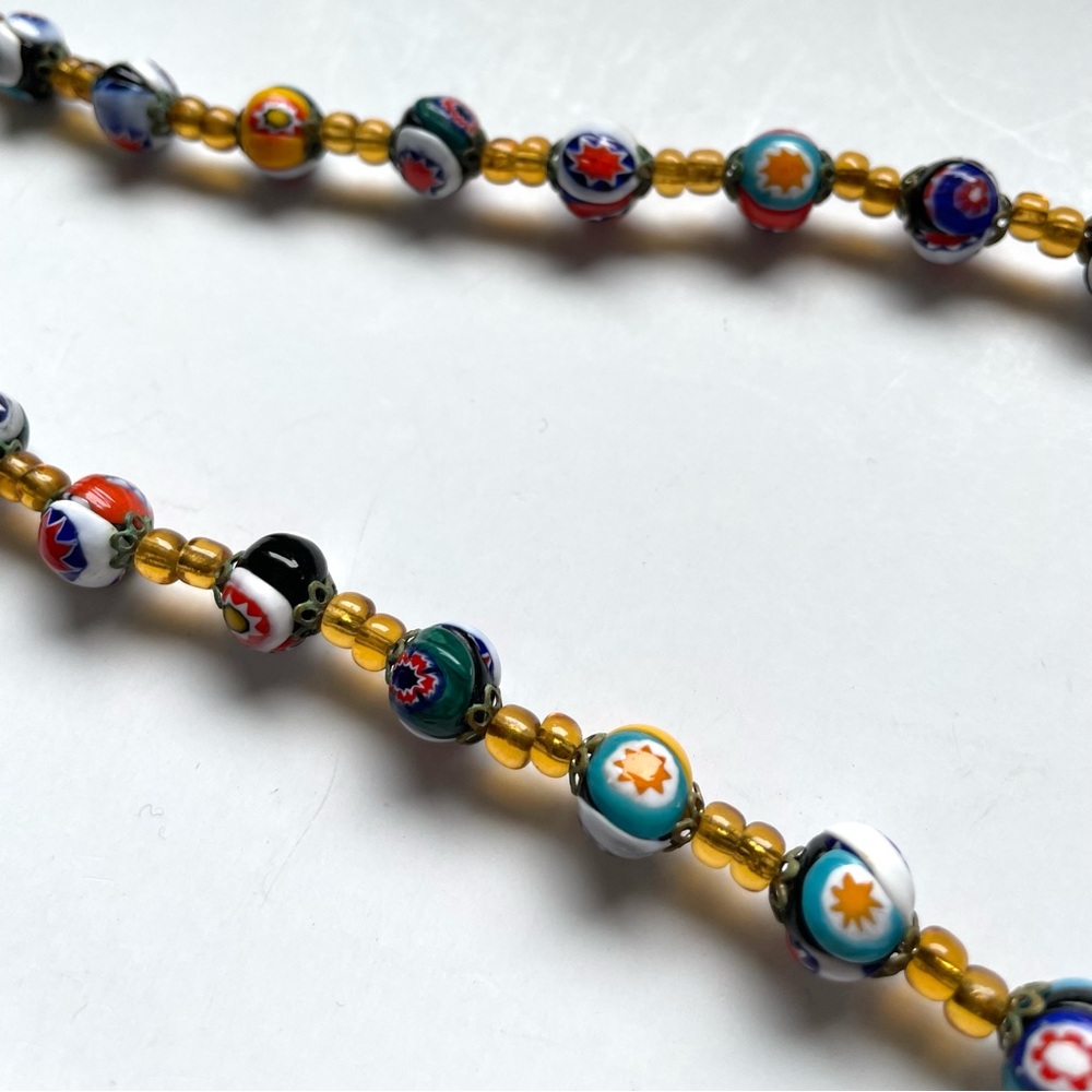 Gorgeous vintage Murano/Venetian style art glass millefiori necklace barrel clas - Picture 5 of 12